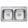 Compass Manufacturing 006-052 Stainless Steel 33″ x 19″ 50/50 Double Bowl Top Mount Sink (33″ x 19″)