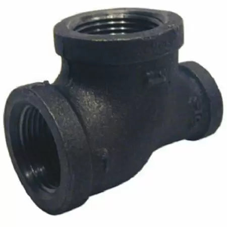 Muellar Black 2-Way Reducing Tee 150# Malleable Iron Threaded Fittings 1 1/4 x 1