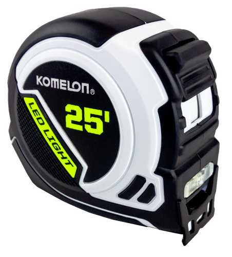 Komelon LED Light Tape Measure, White/Black - 25ft.