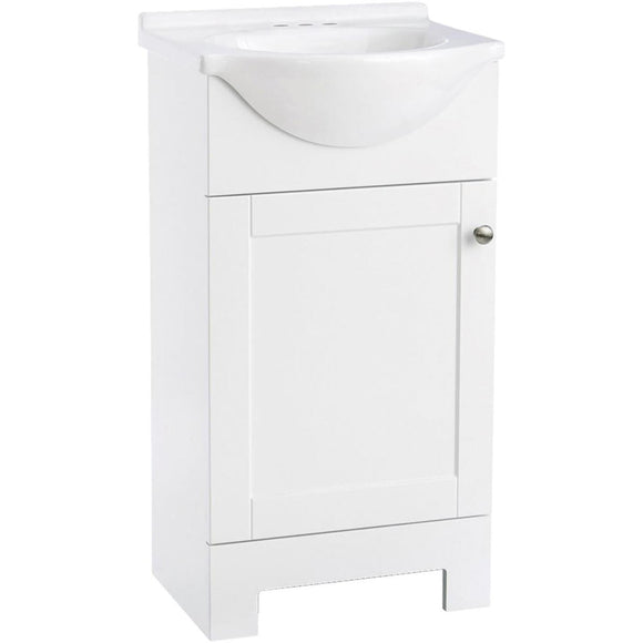 Continental Cabinets European White 18 In. W x 33-1/2 In. H x 12-1/2 In. D Vanity with Cultured Marble Top