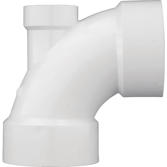 Charlotte Pipe 3 In. x 2 In. x 1-1/2 In. 90D PVC Lowheel Inlet Elbow